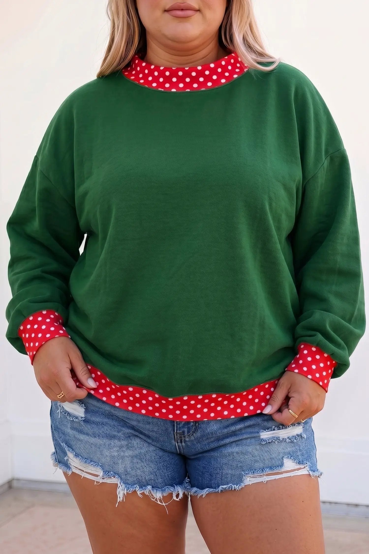 The Kylie Plus Size Sweatshirt - Dark Green — main photo