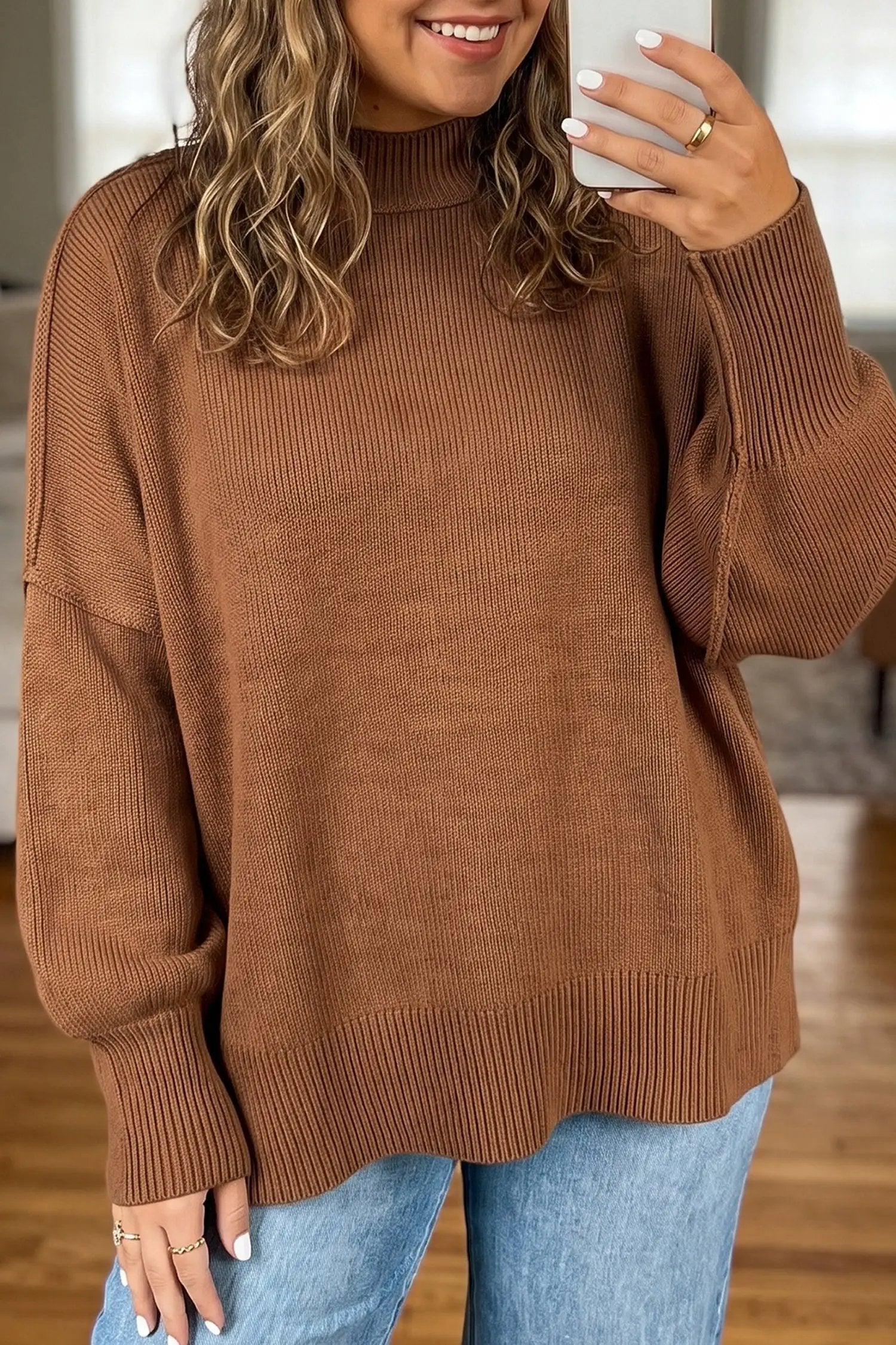 The Teagan Plus Size Knitwear - Chestnut — main photo