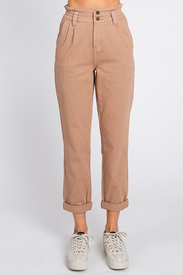 A pair of pants that are tan colored.