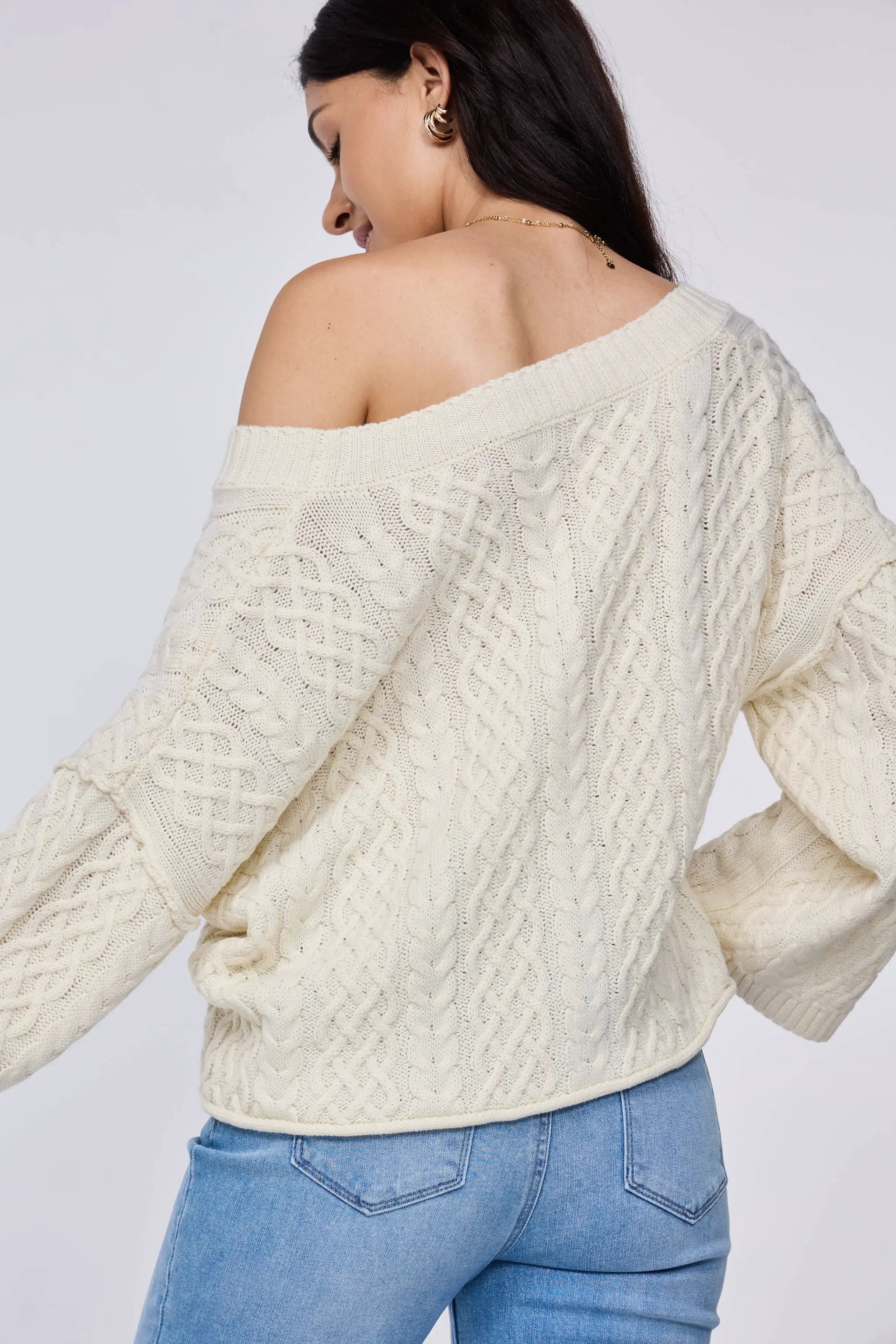 Lovesoft Lovesoft - 100% Acrylic Relaxed Cozy Cable Knit Cardigan - Apricot - Cardigans