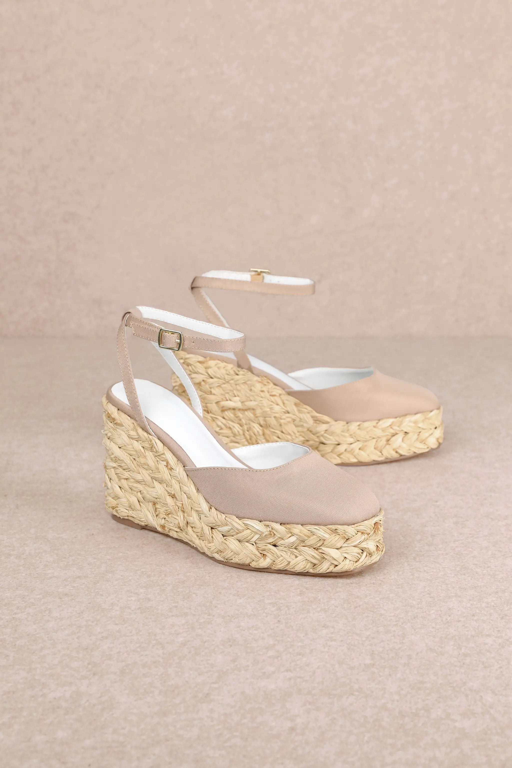 MiiM The AZURA Espadrille Wedge Sandals: Apricot - Sandals
