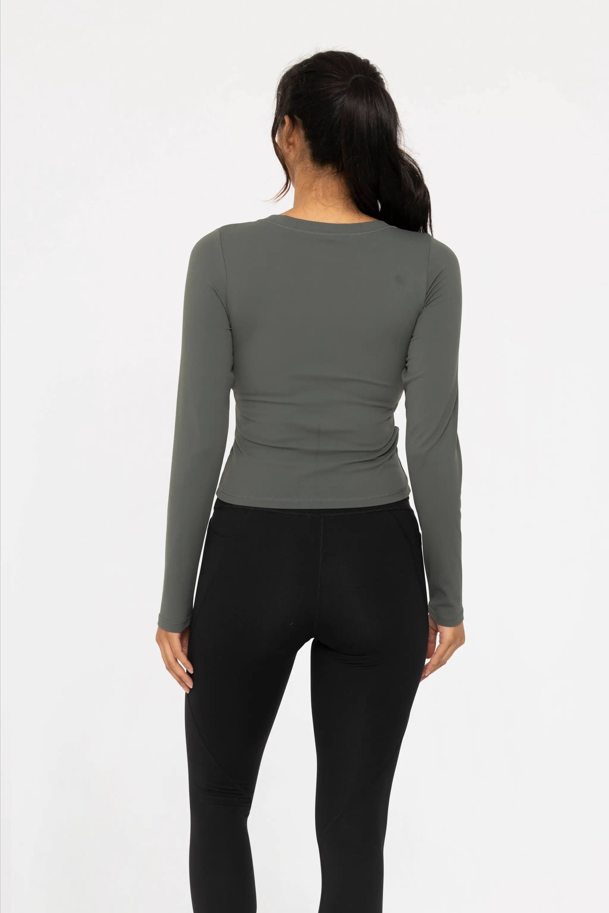 Mono B Mono B - Scoop Neck Active Long Sleeve in Urban Grey - Activewear Tops Mono B - Scoop Neck Active Long Sleeve: URBAN GREY