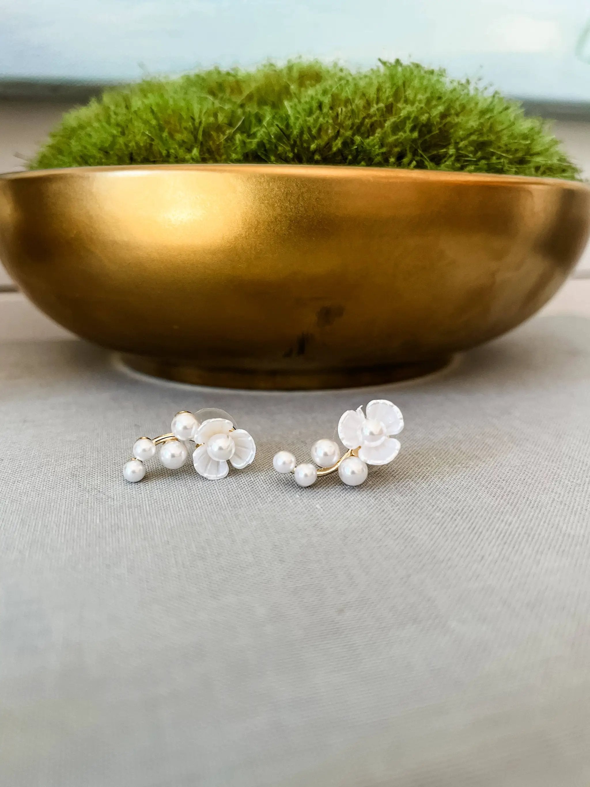 Brookhaven Baubles Dainty Pearl Floral Drop Earrings - Earrings dainty pearl drop earrings