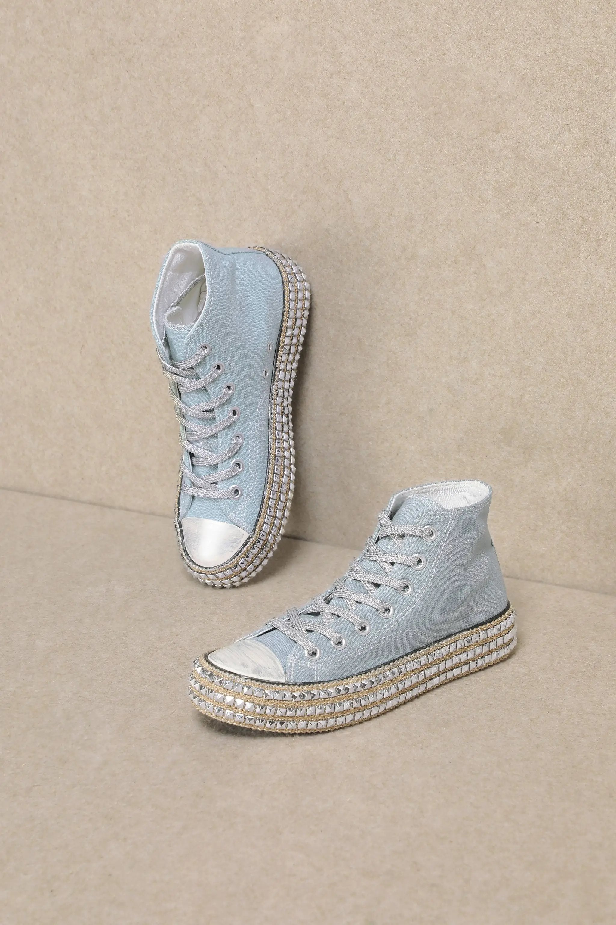 MiiM The CHANTEL High Top Bling Sole Sneakers: Light Blue - Sneakers