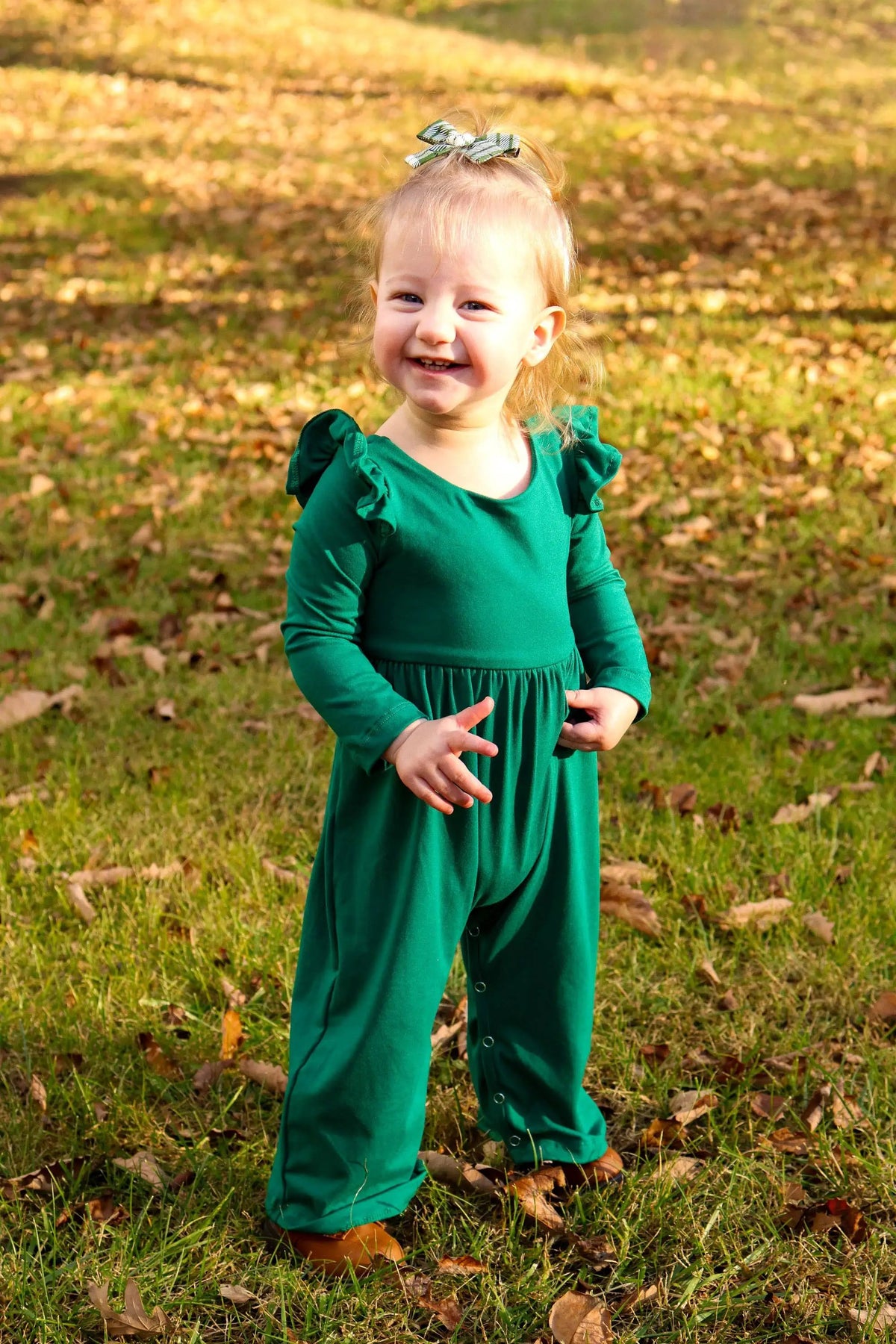 Celebrate Your Tribe Celebrate Your Tribe - Emerald Long Sleeve Jumpsuit: 6-12 month -