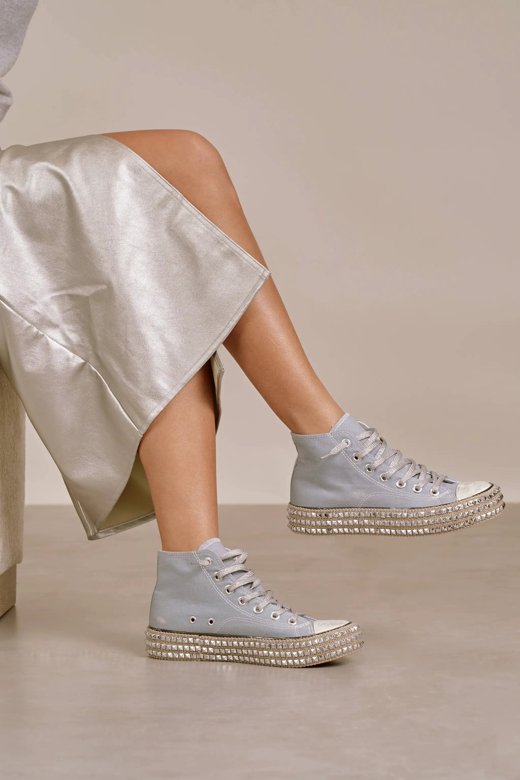 MiiM The CHANTEL High Top Bling Sole Sneakers: Light Blue - Sneakers