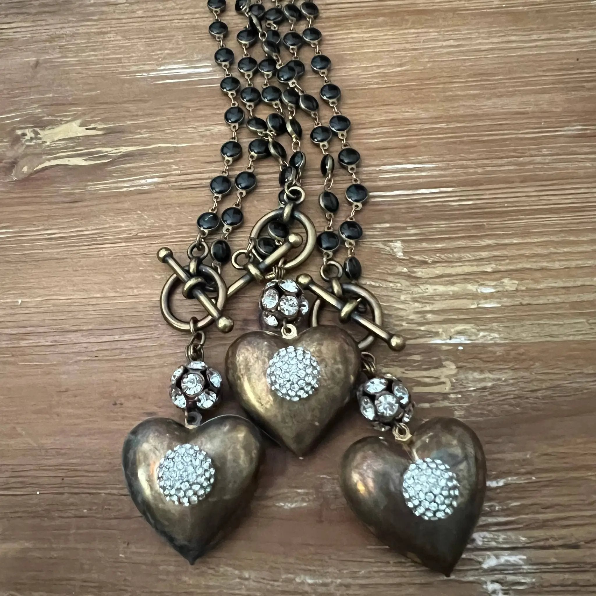 Chasing Cherubs Vintage Crystal Heart Necklace - Necklaces