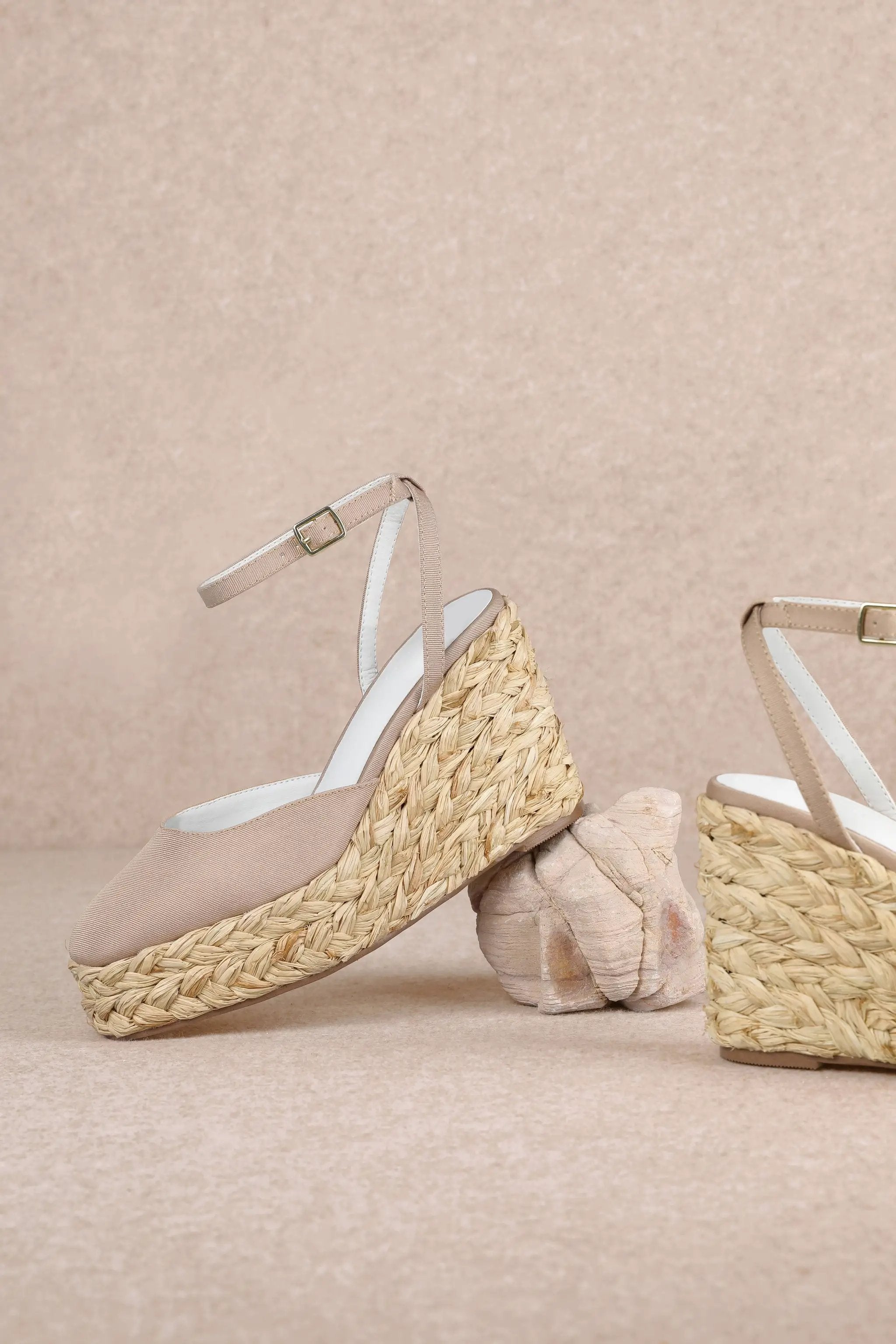 MiiM The AZURA Espadrille Wedge Sandals: Apricot - Sandals