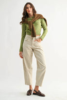 Camellia Camellia - CMW26544 ELEGANTLY CRAFTED KNIT WOOL CARDIGAN - : OLIVE / S-M-L (3-2-1) -
