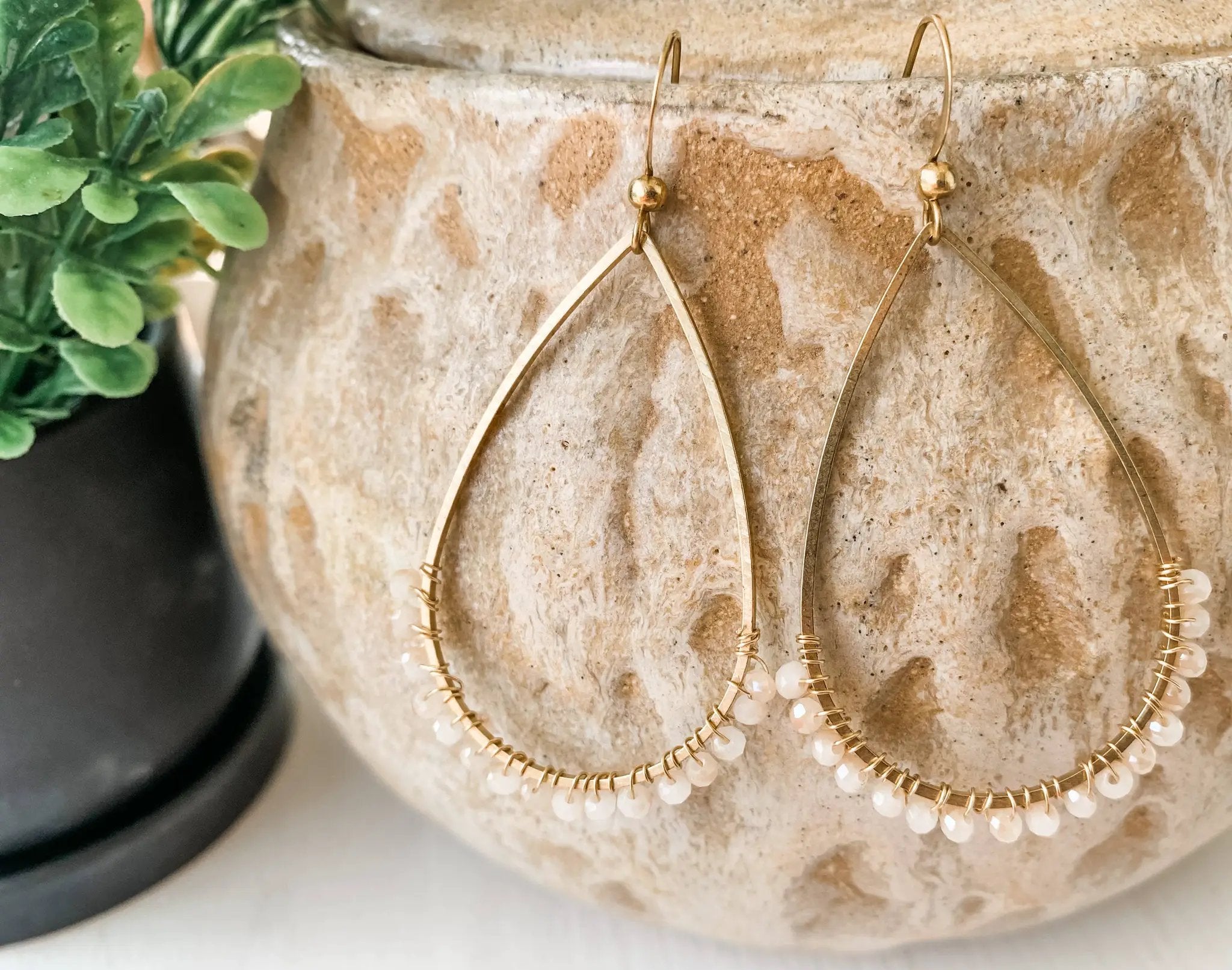 Adri’s The Wrapped Seed Bead Tear Drop Earrings - Earrings