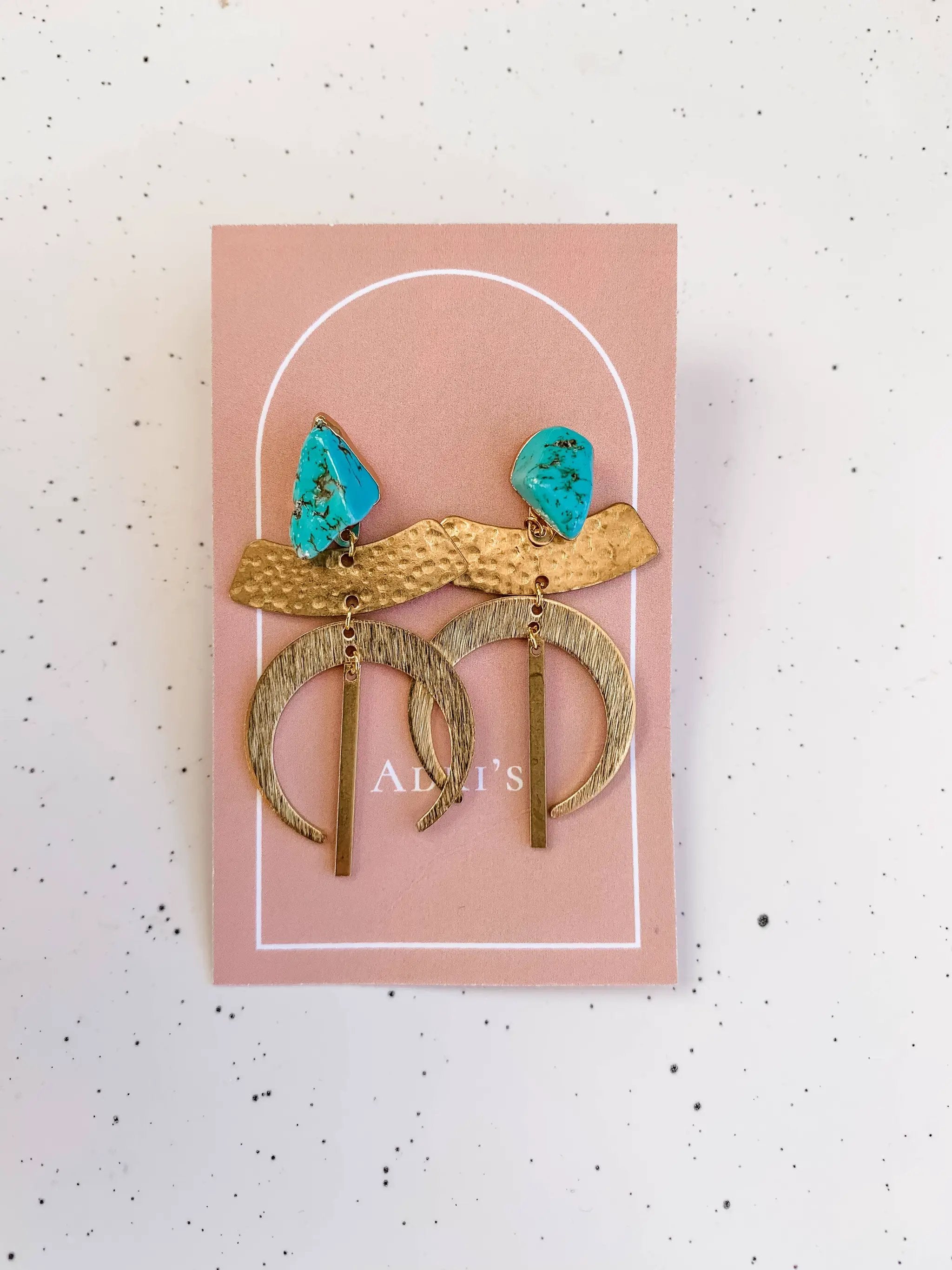 Adri’s The Turquoise Horizon Crescent Dangle Earrings - Earrings turquoise crescent dangle earrings