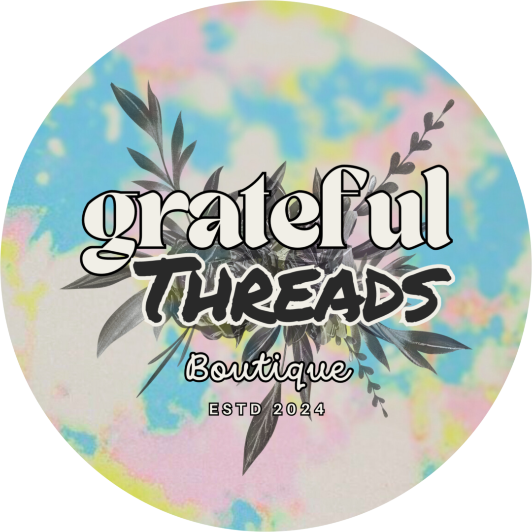 A colorful background with the words grateful threads written in it.