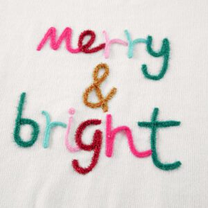 A close up of the words merry and bright