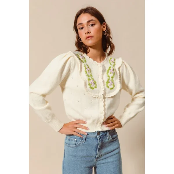 Floral Embroidered Cardigan