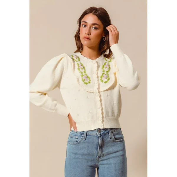 Floral Embroidered Cardigan - Image 4