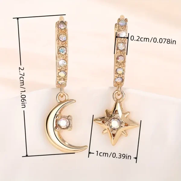 Asymmetrical Star & Moon Earrings - Image 5