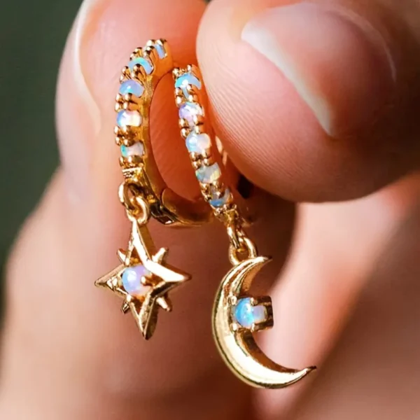 Asymmetrical Star & Moon Earrings