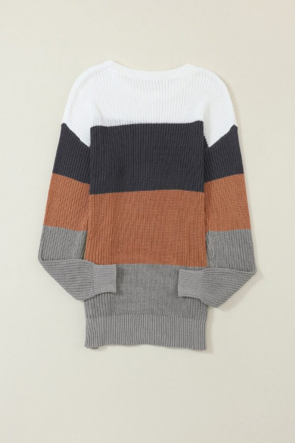 Color Block O-Neck Sweater - Image 11