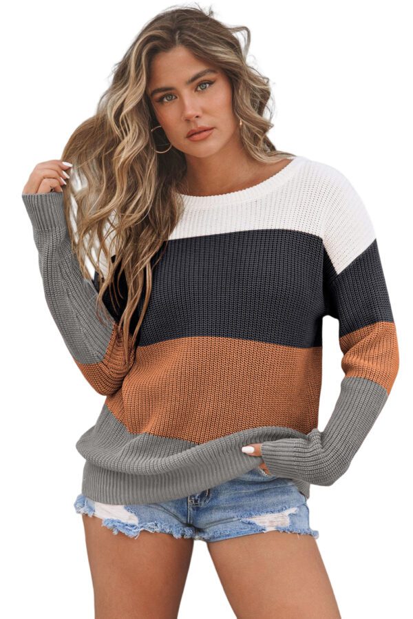 Color Block O-Neck Sweater - Image 17