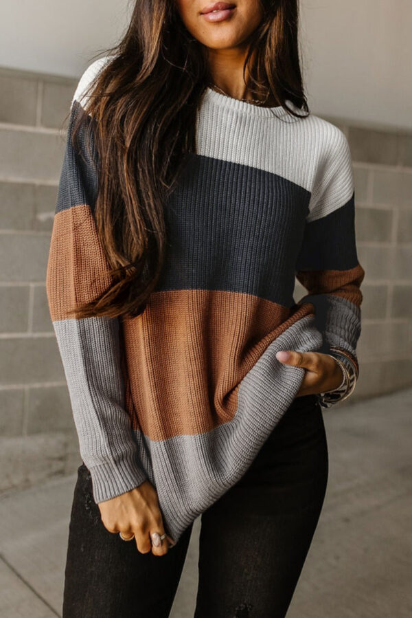 Color Block O-Neck Sweater - Image 2