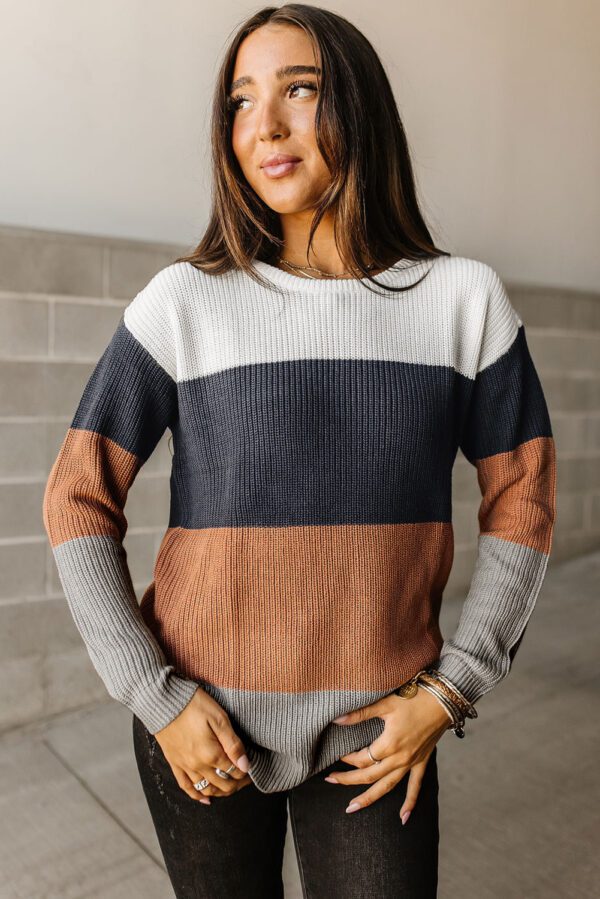 Color Block O-Neck Sweater - Image 4