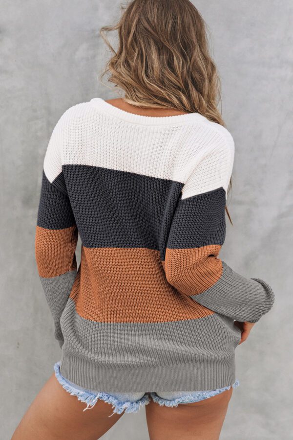 Color Block O-Neck Sweater - Image 6